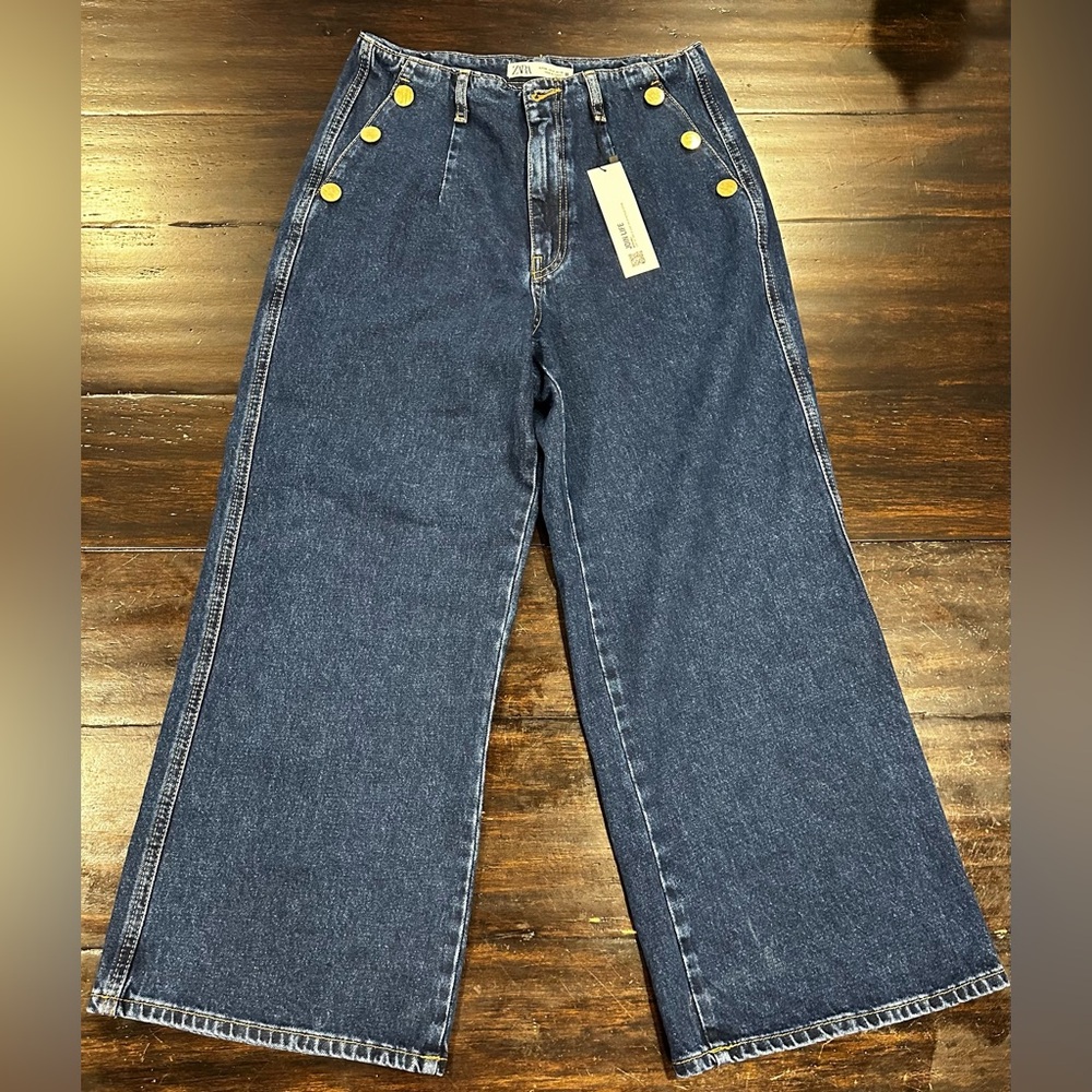 Zara flare jeans with buttons